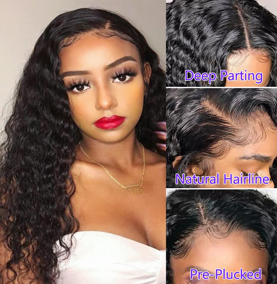 לוקסדיבה-5-5-סגירת תחרה-פאות-אדם-שיער-מים-גל-שקוף HD Lace Front Wigs for Black Women Pre Plucked with Baby Hair Deep Water Wave Lace Closure Wig 20inch Natural Color